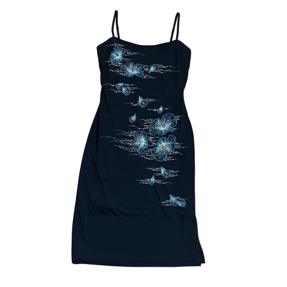 BCBGMaxAzria Dresses & Skirts - BCBGMAXAZRIA vtg Beaded Floral Embroidered Dress 6 Midi vacation beach resort